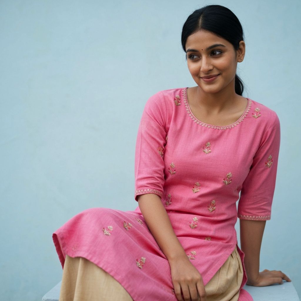Pink Cotton Kurta